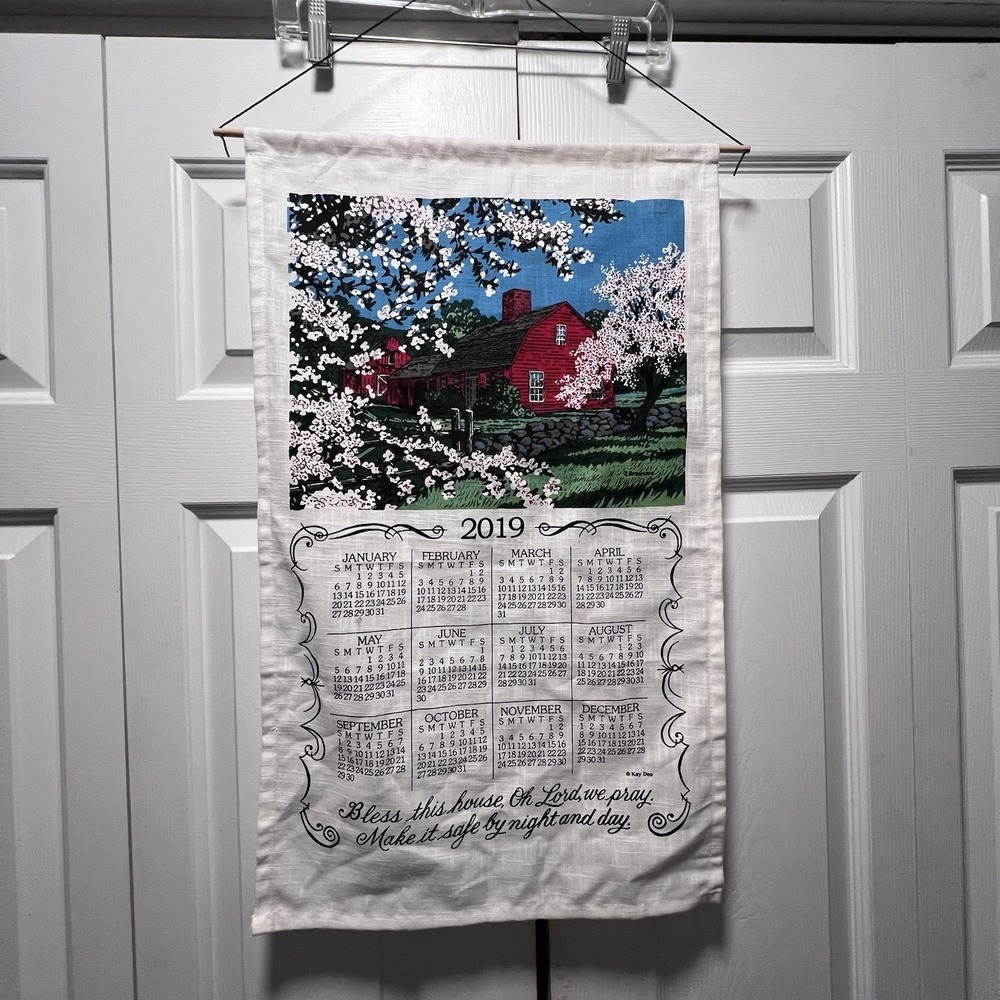 2019 Hanging Tea Towel Calendar Bless This House Red Barn Kay Dee 16" x 27"